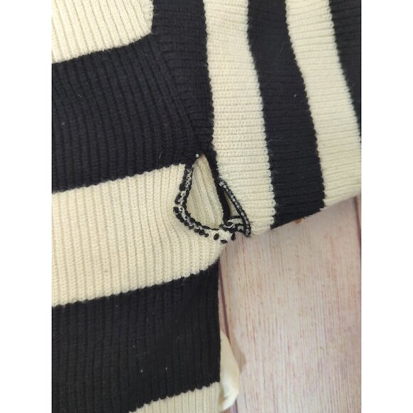 Zara Sweater Youth BLACK White Striped Knit Pullover TURTLENECK Kids 11-12 READ - Picture 5 of 6